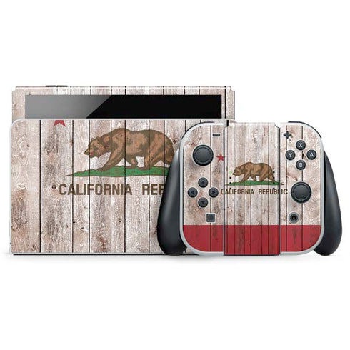 California Flag Dark Wood Nintendo Skins