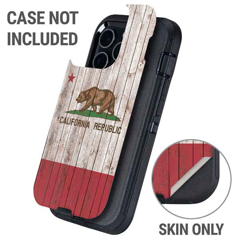 California Flag Dark Wood Otterbox Defender iPhone Skin