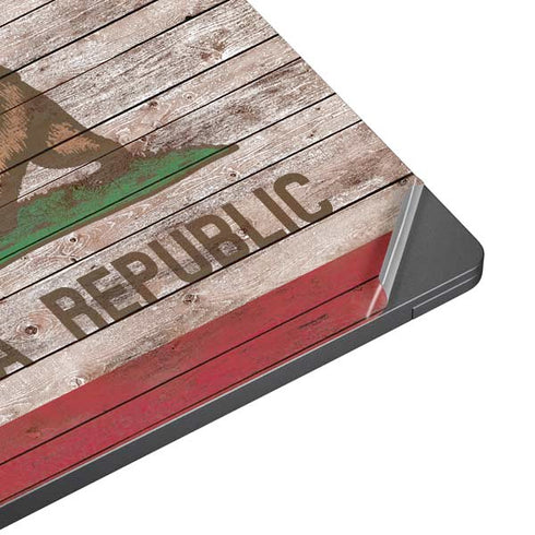 California Flag Dark Wood Surface Laptop 7 15in Skin