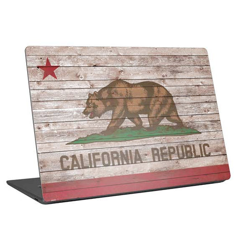 California Flag Dark Wood Laptop Skins