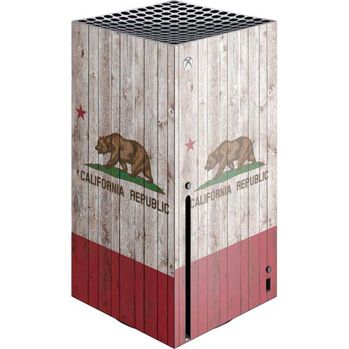 California Flag Dark Wood Xbox Series X Skins