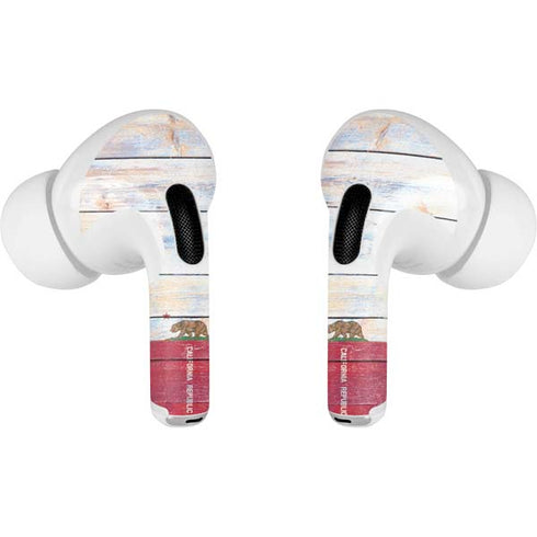 California Flag Light Wood AirPods Skins
