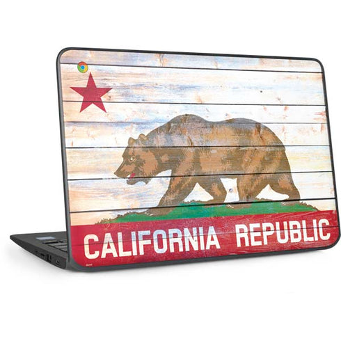 California Flag Light Wood HP Chromebook Skin