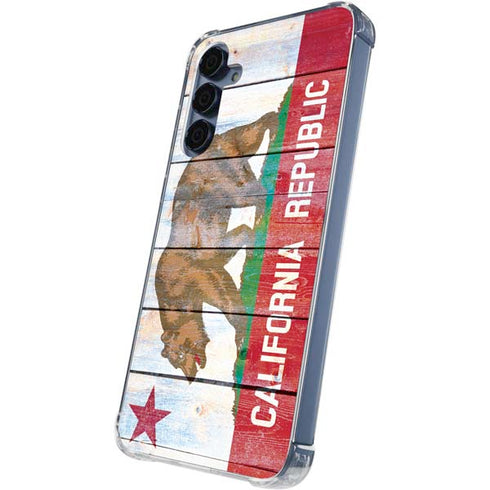 California Flag Light Wood Galaxy A35 5G Clear Case
