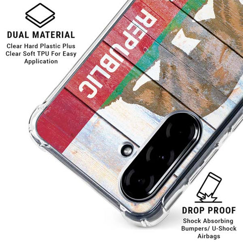 California Flag Light Wood Galaxy A36 5G Clear Case
