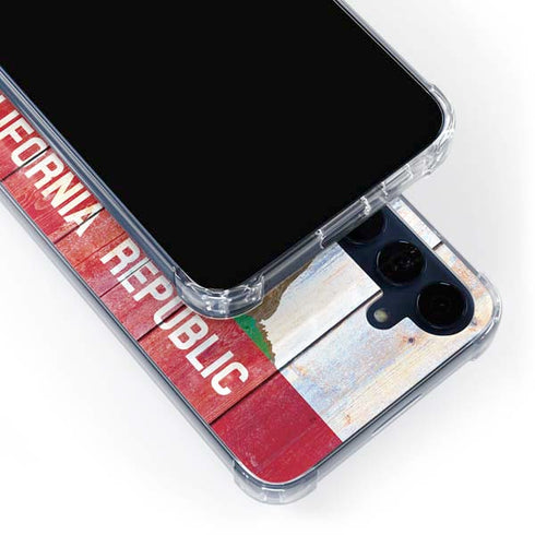 California Flag Light Wood Galaxy A55 5G Clear Case