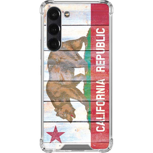 California Flag Light Wood Galaxy S24 FE Clear Case