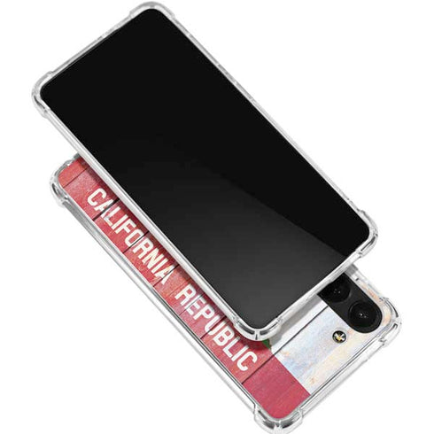 California Flag Light Wood Galaxy S24 FE Clear Case