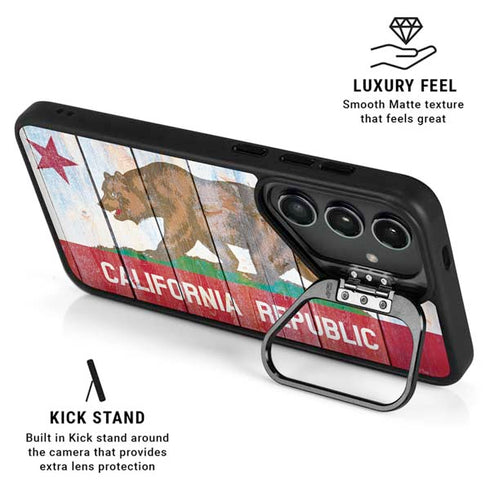 California Flag Light Wood Galaxy S25 Kickstand Case
