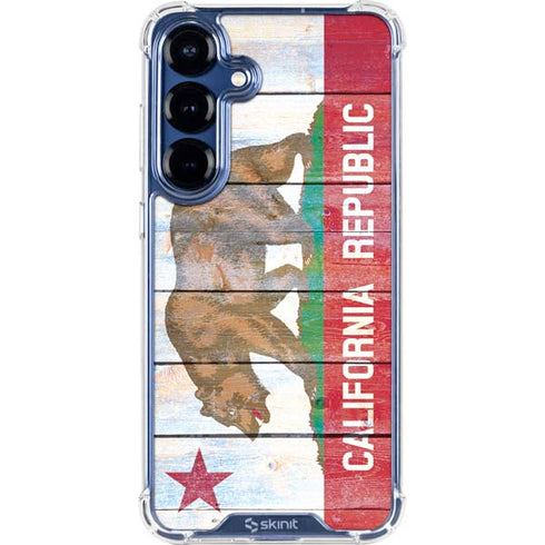 California Flag Light Wood Galaxy S25 Plus Clear Case