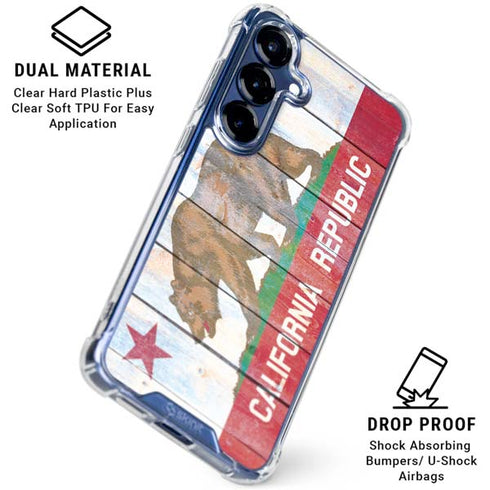California Flag Light Wood Galaxy S25 Plus Clear Case