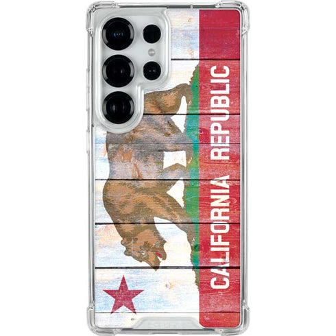 California Flag Light Wood Galaxy S25 Ultra Clear Case