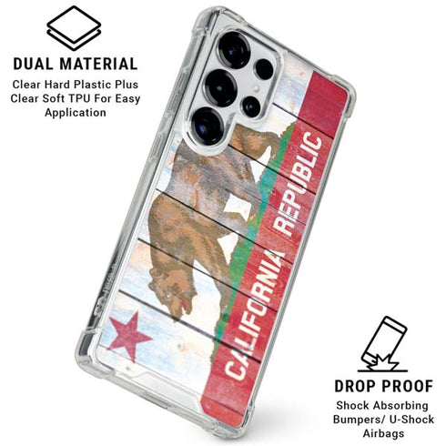 California Flag Light Wood Galaxy S25 Ultra Clear Case