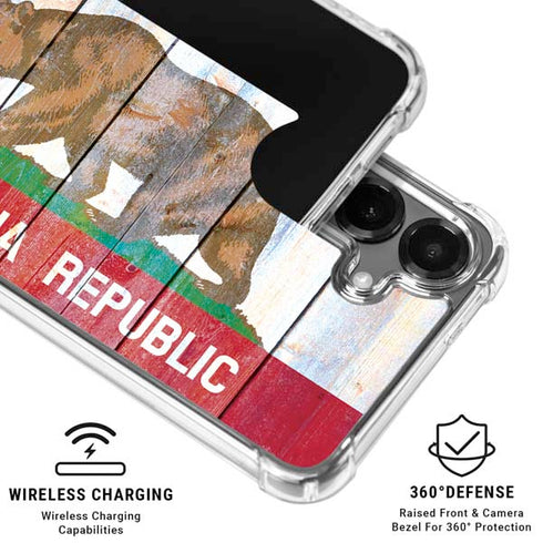 California Flag Light Wood Galaxy S26 Clear Case