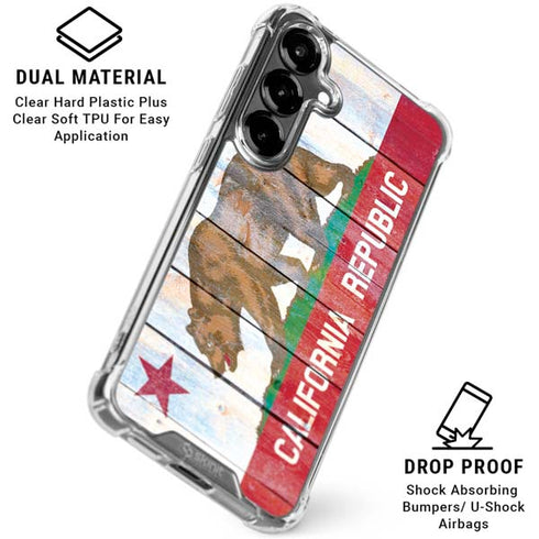 California Flag Light Wood Galaxy S26 Clear Case