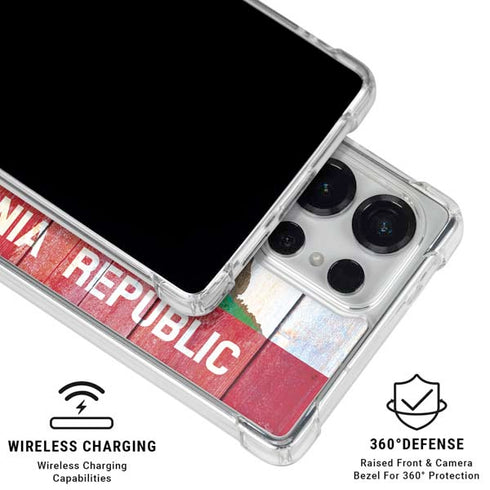 California Flag Light Wood Galaxy S26 Ultra Clear Case