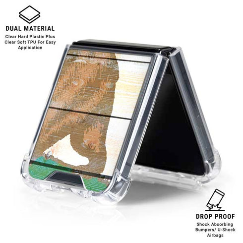 California Flag Light Wood Galaxy Z Flip6 Clear Case