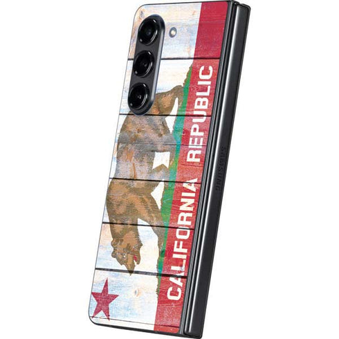 California Flag Light Wood Galaxy Z Fold5 5G Skin