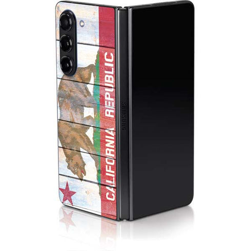 California Flag Light Wood Galaxy Z Fold5 5G Skin