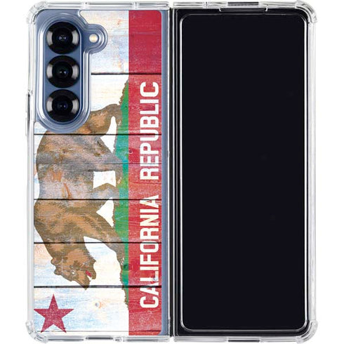 California Flag Light Wood Galaxy Z Fold6 Clear Case