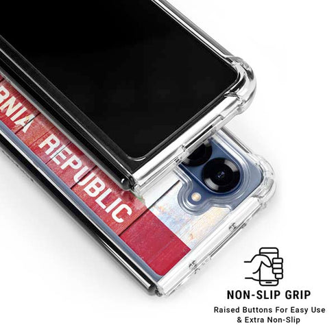 California Flag Light Wood Galaxy Z Fold6 Clear Case