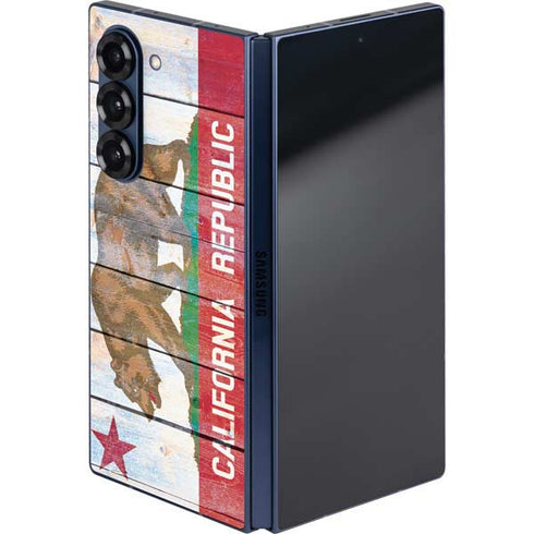 California Flag Light Wood Galaxy Z Fold6 Skin