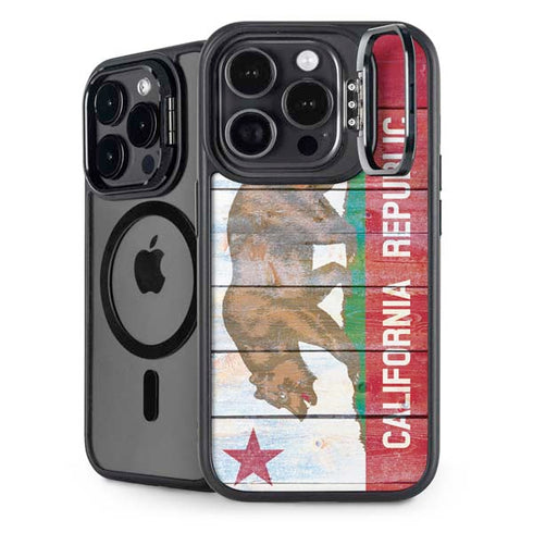 California Flag Light Wood iPhone 14 Pro Kickstand Case