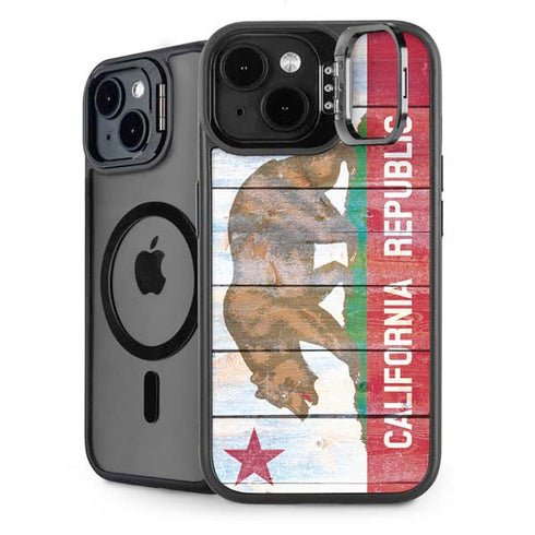 California Flag Light Wood iPhone 15 Plus Kickstand Case