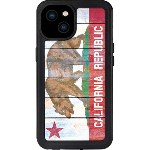 California Flag Light Wood iPhone 15 Plus Waterproof Case