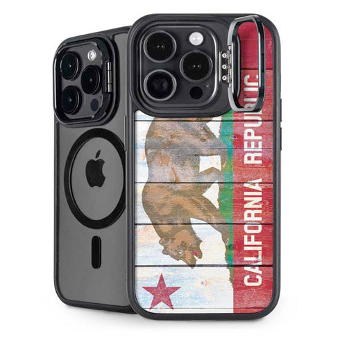 California Flag Light Wood iPhone 15 Pro Max Kickstand Case