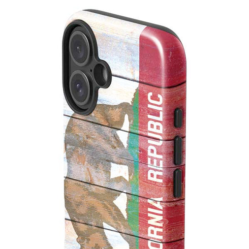 California Flag Light Wood iPhone 16 Impact Case