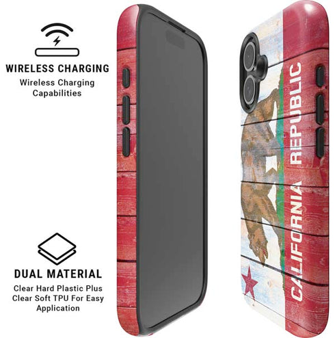 California Flag Light Wood iPhone 16 Magsafe Impact Case