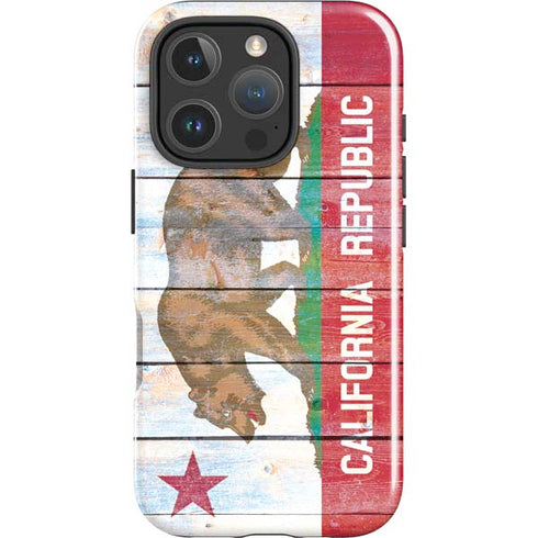 California Flag Light Wood iPhone 16 Pro Max Impact Case