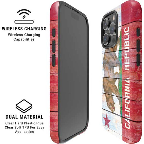 California Flag Light Wood iPhone 16 Pro Max Magsafe Impact Case