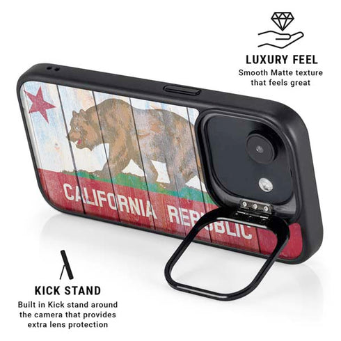 California Flag Light Wood iPhone 16e Kickstand Case