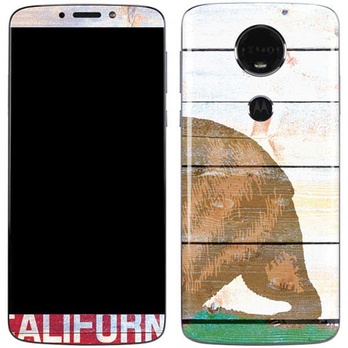California Flag Light Wood Moto E5 Plus Skin