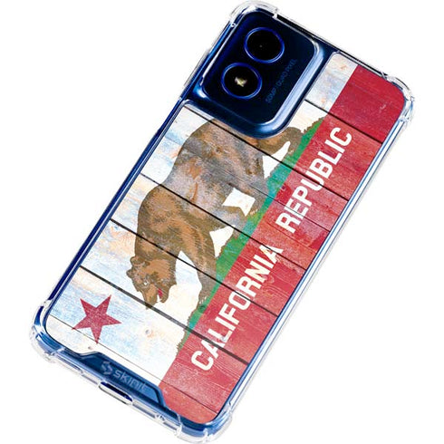 California Flag Light Wood Moto G Play 4G (2024) Clear Case