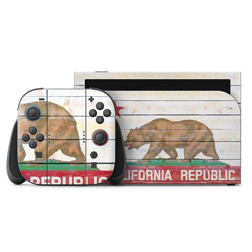 California Flag Light Wood Nintendo Switch 2 (2025) with Joy-Con Skin
