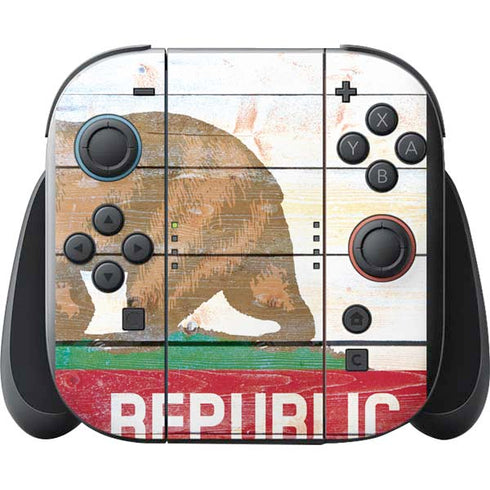 California Flag Light Wood Nintendo Switch 2 (2025) with Joy-Con Skin