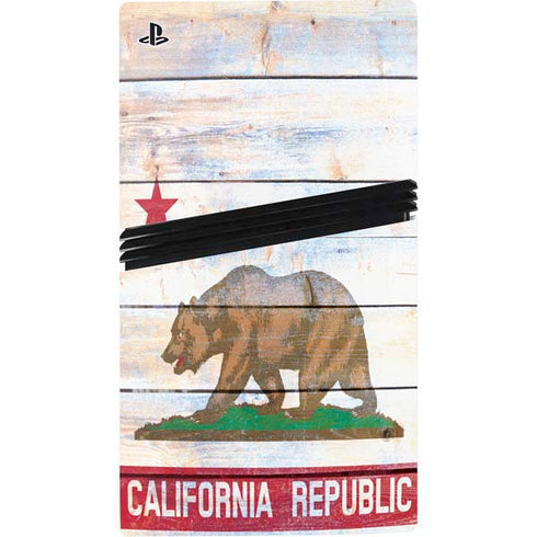 California Flag Light Wood PS5 Pro Disk Bundle Skin