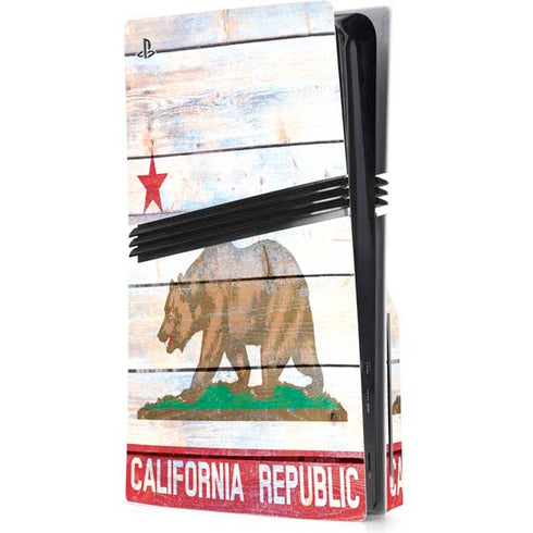 California Flag Light Wood PS5 Pro Disk Console Skin