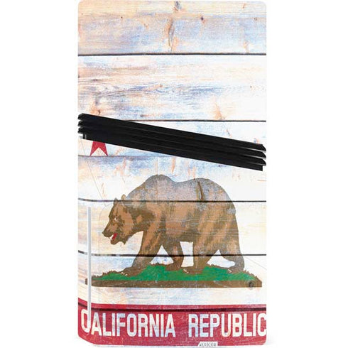 California Flag Light Wood PS5 Pro Disk Console Skin