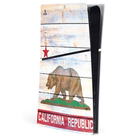 California Flag Light Wood PS5 Slim Digital Edition Console Skin