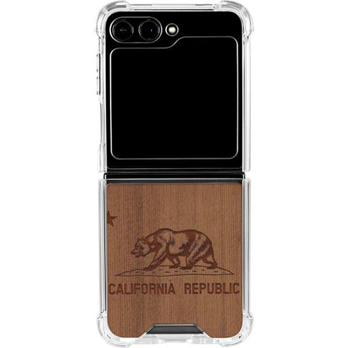 California Wood Flag Galaxy Z Flip6 Clear Case