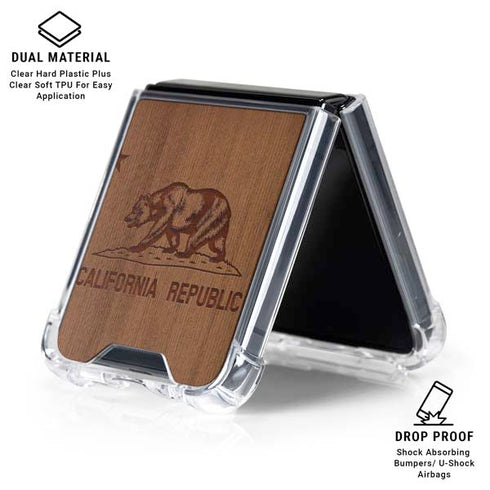 California Wood Flag Galaxy Z Flip6 Clear Case