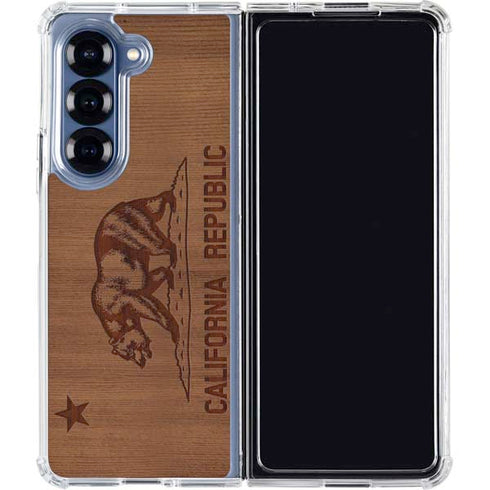 California Wood Flag Galaxy Z Fold6 Clear Case