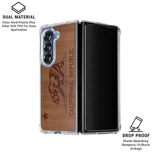 California Wood Flag Galaxy Z Fold6 Clear Case