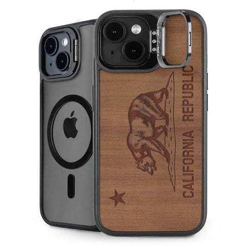 California Wood Flag iPhone 14 Kickstand Case