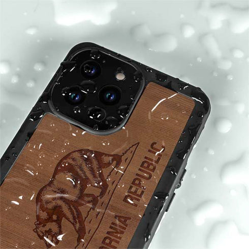 California Wood Flag iPhone 15 Pro Waterproof Case