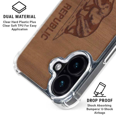 California Wood Flag iPhone 16 Plus Clear Case